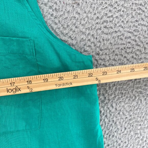 Chicos Top Womens 3 US XL Linen Green Button Up Collar Sleeveless Tunic Slit - Picture 7 of 9